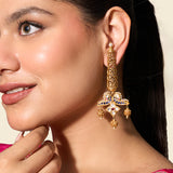 Long Peacock Gold Earring