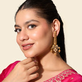 Long Peacock Gold Earring