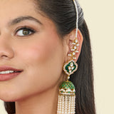 Emerald moti drop jhumki