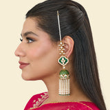 Emerald moti drop jhumki